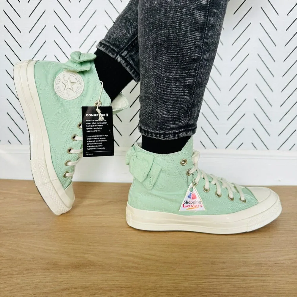 ⭐Converse 7.5 Women Chuck Taylor All Star High Top Sneakers Mint/White A10245C